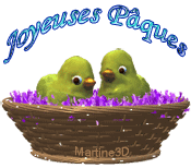 Gif animé joyeuses Pâques nid oiseaux